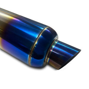 Pot d'échappement de moto modifié, entièrement en acier inoxydable, bleu titane, production directe d'usine OEM avec service de personnalisation - Product Image 5