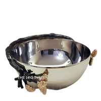 Ensemble de 2 Design en forme d'oiseau volant avec couvercle Bol en matériau marbre en aluminium Bol à fruits de service poli brillant