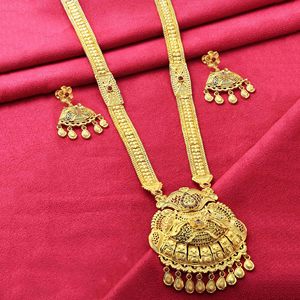 Venta al por mayor formando collares largos Micro Gold AD de 14K 18K 24K, conjunto de joyería de boda tradicional, conjunto de joyería larga chapado en oro de latón. - Product Image 1
