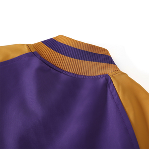 Chaqueta Bomber Universitaria Omega Morada y Dorada, Forro Personalizado, Ropa Urbana de Fraternidad Griega, Impermeable, de Secado Rápido, Mezcla de Lana, Primavera - Product Image 4