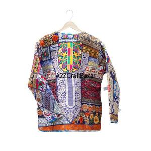 Chaqueta Bohemia Banjara de Otoño Invierno, Mezclilla Hecha a Mano, Diseño Floral Vintage Único, Arte Rajastaní, Acolchada, 100% Algodón - Product Image 5