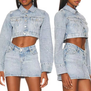 Chaqueta Vaquera Corta para Mujer, Estilo Nuevo, Fabricada en Fábrica, Color Sólido, Material Duradero, 100% Algodón - Product Image 2