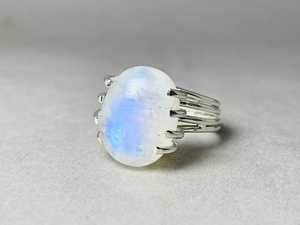 Joyería de Plata de Ley 925 sólida a la moda, anillos de piedra lunar arcoíris hechos a mano, anillos de estilo Simple, regalo para ella, anillos de promesa - Product Image 2
