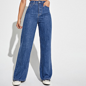 Nouveauté Logo personnalisé jeans pour femmes en coton et polyester de haute qualité délavés à la pierre jeans en denim respirants pour femmes OEM - Product Image 1