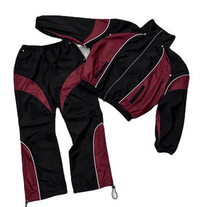 Custom Nylon Polyester Shell Tracksuit Two Piece Jogging Heat Suit Track Windbreaker Jacket Sets for Men Water <b>Proof</b> Sweat Suit - Product Image 1