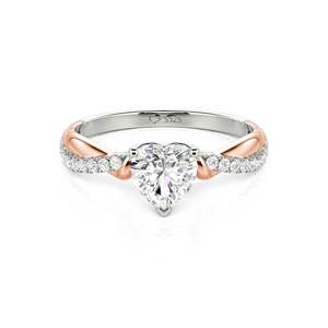 แหวนเพชรรูปหัวใจสองสี Jeulia Amore 18K โรสโกลด์และชุบโรเดียม - Product Image 1