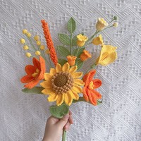 Bouquet de fleurs en coton artisanal au crochet - Rose Parfait pour les mariages et Noël, centre de table et décoration d'intérieur