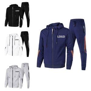 Vente en gros 100% coton Ensemble de survêtements pour hommes Logo personnalisé Marque privée Hoodies Jogging Costumes 2 pièces Vêtements de sport d'hiver - Product Image 1