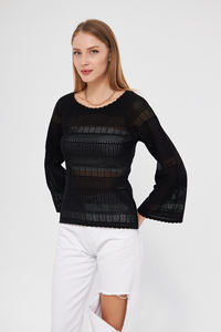 Blusa tejida de rejilla para mujer - Product Image 6