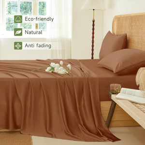 100% ensemble de draps de lit de luxe en soie de mûrier 400TC hypoallergénique et respirant pour une peau et des cheveux lisses - Product Image 5