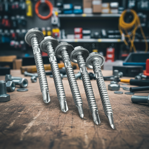 Vis autoperceuses professionnelles à filetage profond et grossier, tête à rondelle, en acier au carbone galvanisé à chaud, filetage standard métrique/pouces - Product Image 1