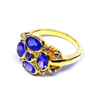 Bague pour femme classique à la mode en argent sterling 925 plaqué or Tanzanite Gemstone Party Wear Jewelry - Product Image 2