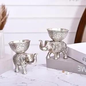 Cuenco para Frutos Secos con Forma de Elefante, Caja de Dulces de Plata Alemana con Forma de Elefante, Decoración para el Hogar y la Oficina, Objeto Decorativo, Regalo Festivo para Diwali - Product Image 6