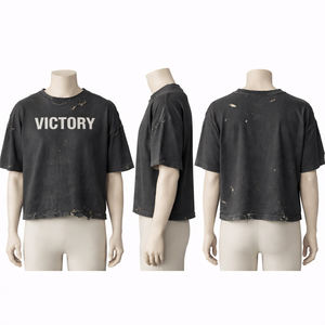 T-shirt vintage surdimensionné en coton lourd personnalisé pour homme, coupe ample, délavé, effet usé - Product Image 2