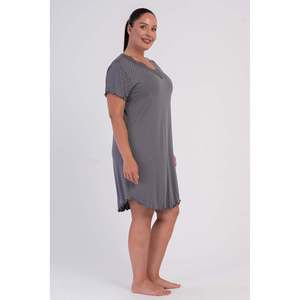 KADIN LYC VISCON XXL V YAKA DANTELLI BIBILALI KISA KOL ETEGI OVAL TUNIK - สีเทา - สีเทา - Product Image 4