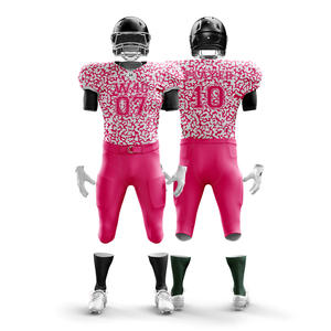 Fabriqué en usine de haute qualité grande taille sensibilisation au cancer antibactérien 100% polyester maillot de football américain short ensemble respirant - Product Image 3