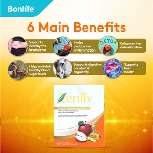 Bonlife zenliv อาหารเสริมต้านอนุมูลอิสระเพื่อสุขภาพดอกแดนดิไลออนมิลค์ทิสเทิลวิตามินบีคอมเพล็กซ์ซีลีเนียมสำหรับดูแลตับ (3กรัม x 15ซอง) - Product Image 4