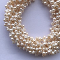 Perles de culture d'eau douce naturelles jaunes et blanches de 6 mm et 8 mm, forme pomme de terre, perçées sur le côté, vente directe usine, nouveau fil AAAA