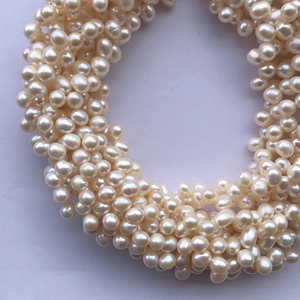 Perles de culture d'eau douce naturelles jaunes et blanches de 6 mm et 8 mm, forme pomme de terre, perçées sur le côté, vente directe usine, nouveau fil AAAA - Product Image 4