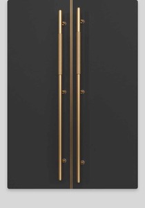 Poignées de porte en bois à barre ronde en forme de D Poignée de porte en verre noire en acier inoxydable - Product Image 5