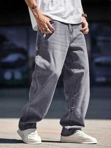 Jeans baggy surdimensionnés pour hommes, pantalon en denim à jambes larges et décontractées, avec un ajustement confortable, tissu durable, mode décontractée et tendance de la rue - Product Image 4