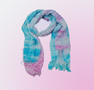 Bufandas de diseñador para mujer Tie-Die Digital Printed Modal Cotton Gorgeous Blue and Pink Versatile Colors Bulk Supply - Product Image 4