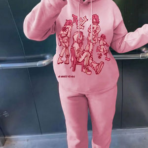 Conjunto de chándal para mujer, recién llegado, de dos piezas y conjunto de pantalones de chándal Sudadera con capucha, conjuntos de ropa deportiva sólida para mujer 2025, informal suave - Product Image 1