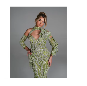 ชุดราตรีทรงเมอร์เมดแบบคลาสสิก ยาวกรอมพื้น ประดับลูกปัดและคริสตัล ดีไซน์หรูหรา ระบายอากาศได้ดี - Product Image 5