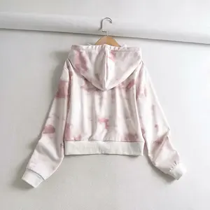 เสื้อฮู้ดแบบสวมหัวแขนยาวมัดย้อมสำหรับผู้หญิงเสื้อครอปมัดย้อมสีสำหรับผู้หญิงกำหนดสีเองได้ - Product Image 6