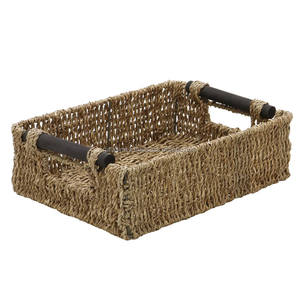 2024 Home Decor Natural Container Storage Collection <b>Cheap</b> Price Rectangular Seagrass Woven <b>Basket</b> Wicker Bag for Home Use - Product Image 3