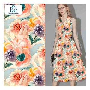 Usine vendre 100% Viscose Design impression personnalisée Tissus 100% rayonne Premium Challis numérique imprimé Challie rayonne tissu pour robe - Product Image 1