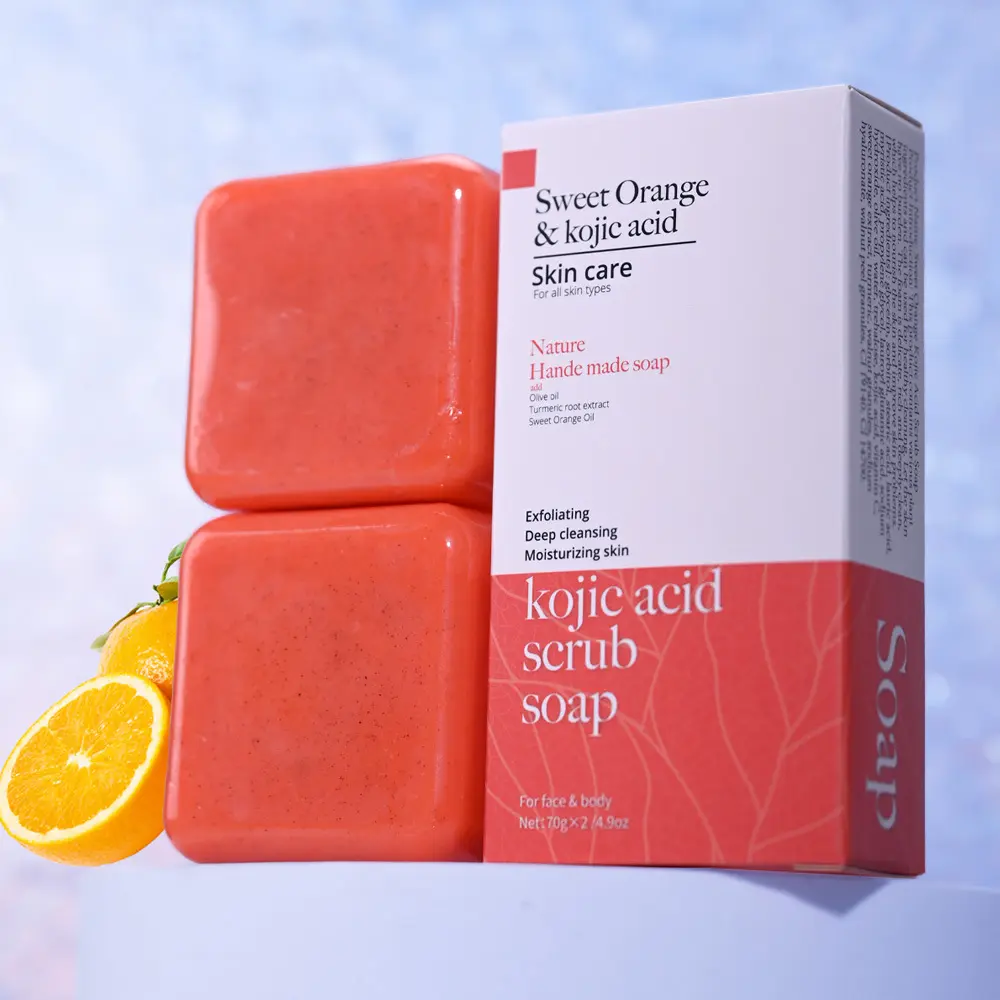 Wholesale Turmeric Kojic Acid Handmade Bath Soap Facial Anti Acne Whitening Toilet Soap Skin Brightening Bath Soap