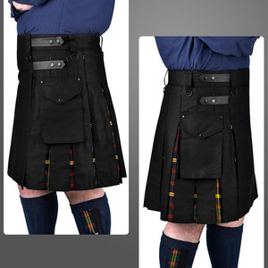 Kilts Híbridos con Patrón Tartán Negro para Hombre, Kilt Tradicional Escocés 2026 - Product Image 5