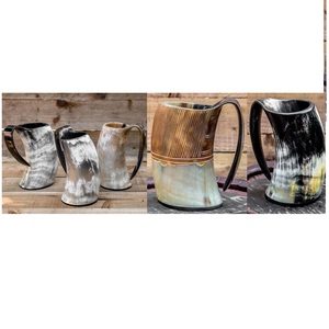 Chope médiévale en corne naturelle fabriquée à partir de vraie chope de bière en corne de buffle polie à la main - Product Image 1