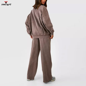 Venta caliente impresión mujeres ácido lavado chándal Top tendencia última llegada mujeres ácido lavado chándal - Product Image 2