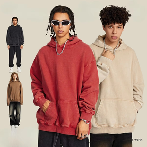 Pull en molleton pour homme 100% coton, nouveau pour l'hiver, 400g, lourd, écologique, ample, à capuche, logo personnalisé brodé, vieux batik, couple - Product Image 5