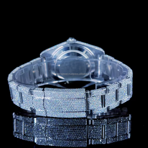 Montre Hip Hop VVS en acier inoxydable avec cadran noir personnalisé VVS Lab Grown Diamond Automatic Trending Wrist Diamond Watch - Product Image 4