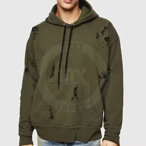 Nueva llegada de secado rápido de tela cómoda desgastada hombres sudaderas con capucha salida de fábrica High Street algodón mezclado sudaderas con capucha - Product Image 1
