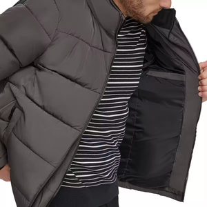 Veste bomber d'hiver en gros, style long, matelassée, brillante, en polyester et coton, écologique, OEM, noire, tendance masculine - Product Image 3