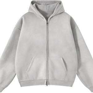 Nueva Sudadera con Capucha Blanca Lavada al Ácido, Estilo Vintage, Talla Grande, Forro Polar Suave, Cremallera Completa, Ropa de Calle, Sudadera para Invierno - Product Image 3