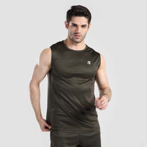 Camisetas sin mangas de poliéster de secado rápido Olive Bounce para hombre - Product Image 1