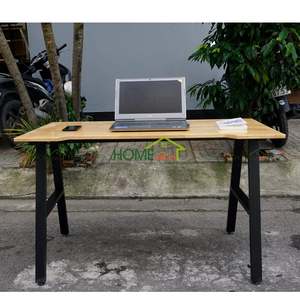 BNVCN78008-1.2m X 60cm Rubber Wood <b>Computer</b> <b>Desk</b> with A-Shaped Iron Legs (25x50mm) Assembly Required - Product Image 4