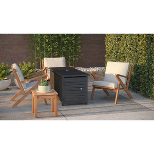 Sillas de Exterior de Madera de Teca Sólida Arran con Brazos Acolchados, Muebles Modernos para Patio con Acabado Natural para Casas, Hoteles y Villas - Product Image 4