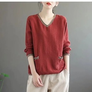 Camiseta Casual de Manga Corta con Cuello en V para Mujer, 100% Algodón, Tela de Velour Antibolitas, Verano, con Opciones de Logotipo Personalizado - Product Image 5