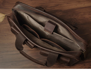 Vintage Genuine Leather Laptop Messenger Shoulder Bag Durable Portable Korean Zipper Closure Protective - Product Image 2