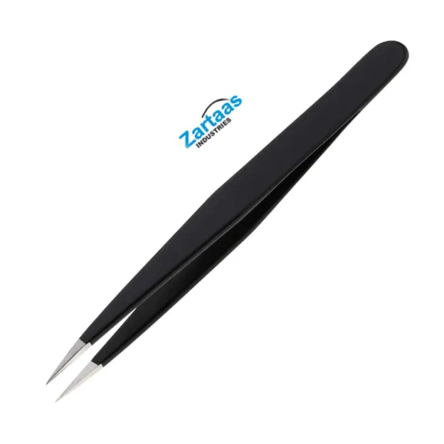 Stainless Steel Point Tweezer in Black Colors Beauty Instruments Manufacturer and Exporter