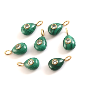 Colgante de piedras preciosas con forma de pera de malaquita Natural, colgantes finos de Plata de Ley 925, colgante de incrustaciones al por mayor para mujeres a granel - Product Image 4