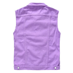 100% algodón cómodo sin mangas cuello vuelto botón cubierto bolsillos elegantes chaleco vaquero transpirable de alta calidad para hombres - Product Image 2
