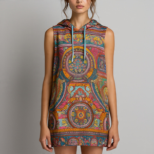 Sudadera con capucha de lana de invierno sin mangas con sublimación para mujer, ecológica, a prueba de viento, gimnasio, Fitness, correr, con capucha, estampado holgado - Product Image 1