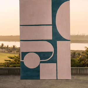 Alfombra Aurora de Lujo Contemporáneo, Alfombra INDIA 100% Lana de Nueva Zelanda, Diseño Geométrico Moderno, Tejida a Mano, Pelo Alto, Base de Látex, Antimanchas - Product Image 1